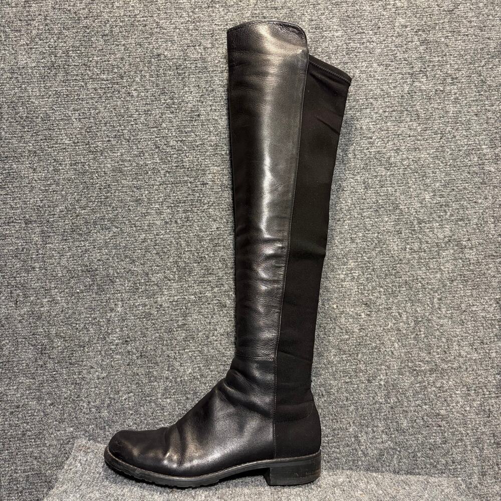Stuart Weitzman 5050 Black Leather Over The Knee OTK Stretch Boots Women Size 7
